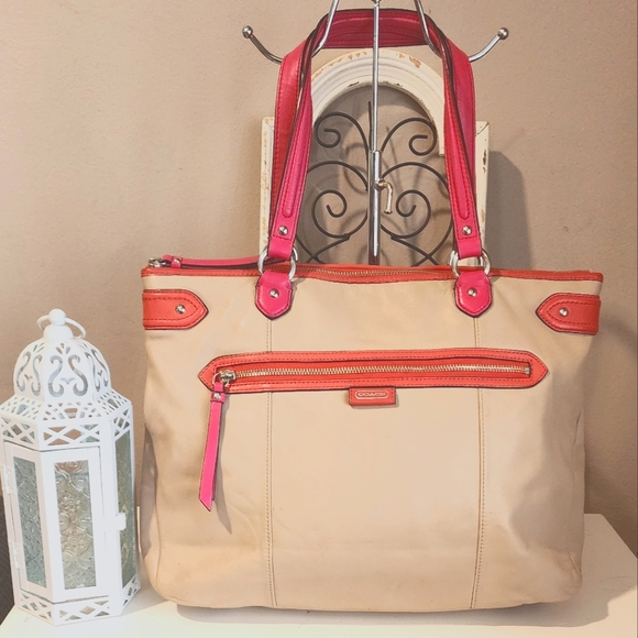 Coach Handbags - Coach Daisy Spectator Beige and Pink Women's Tote Bag